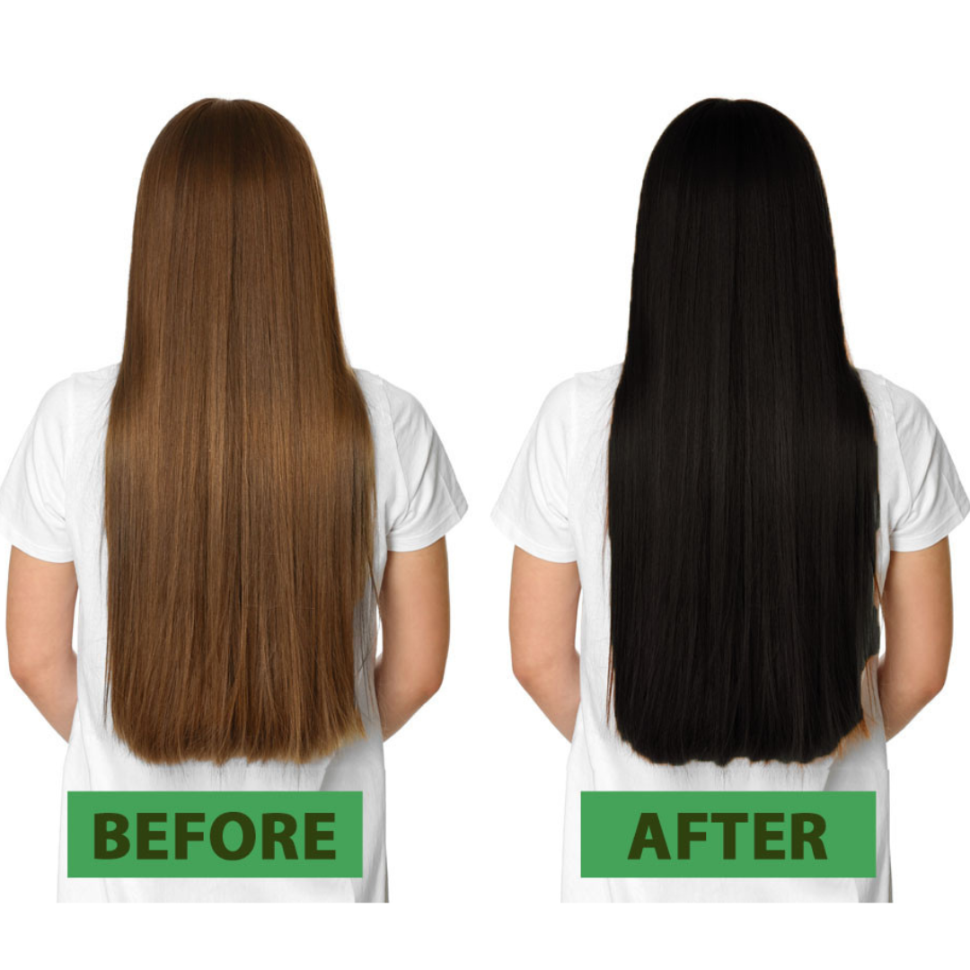 Black Hair Dye before and after