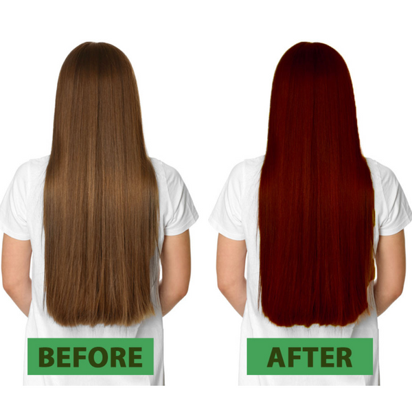 Wine Red Henna Hair Dye before and after